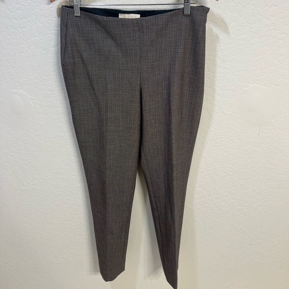 Etcetera Black and White Micro Houndstooth Pencil Skirt with Subtle Red Accents